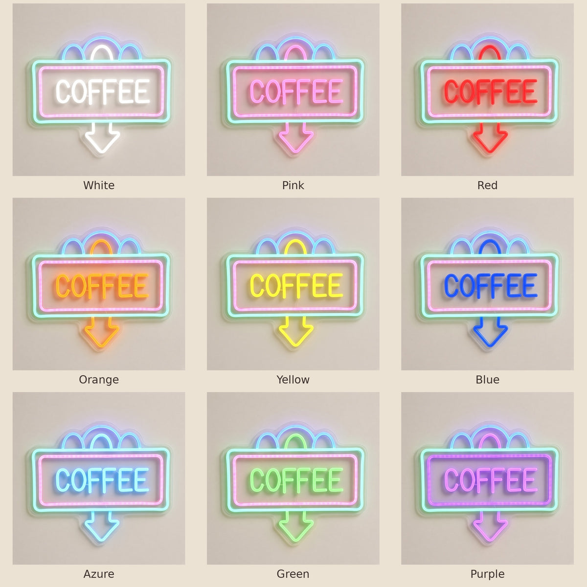 Coffee Cafe Decor LED Neon Sign - nine-color grid