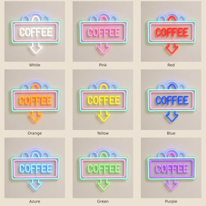 Coffee Cafe Decor LED Neon Sign - nine-color grid