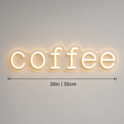 Coffee Home Office Decor LED Neon Sign - size guide
