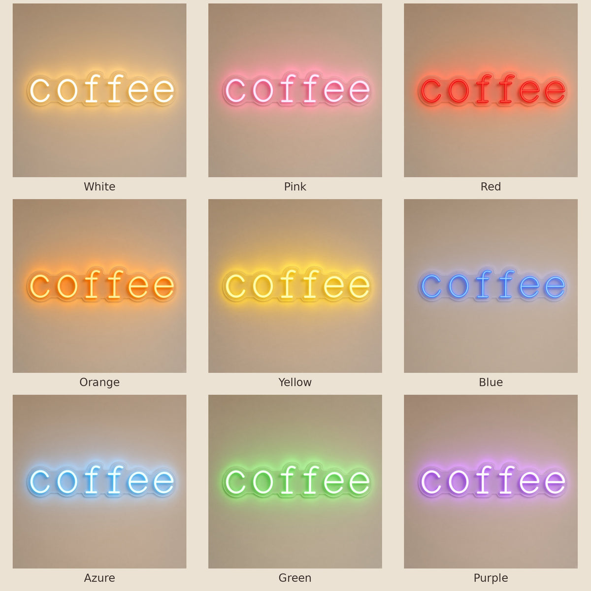 Coffee Home Office Decor LED Neon Sign - nine-color grid