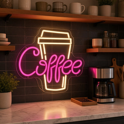 Coffee Kitchen Decor LED Neon Sign - advertising view