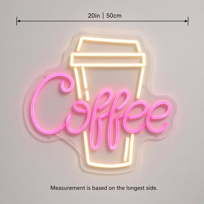 Coffee Kitchen Decor LED Neon Sign - size guide