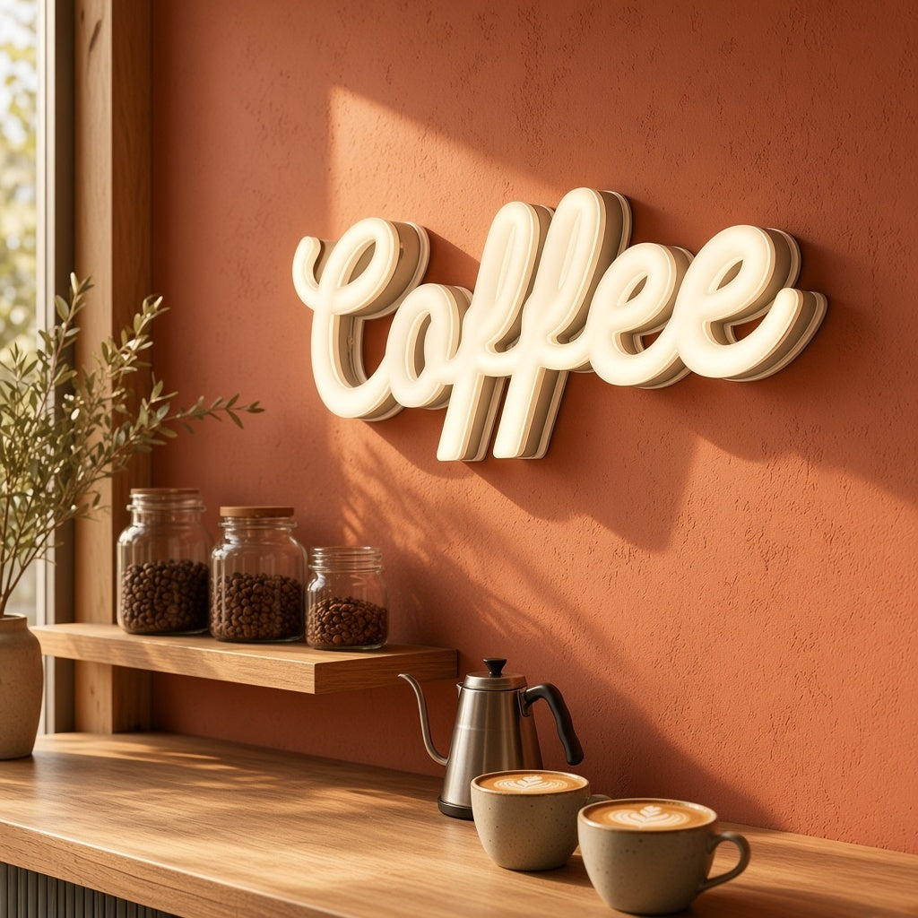Coffee Office Decor LED Neon Sign - advertising view