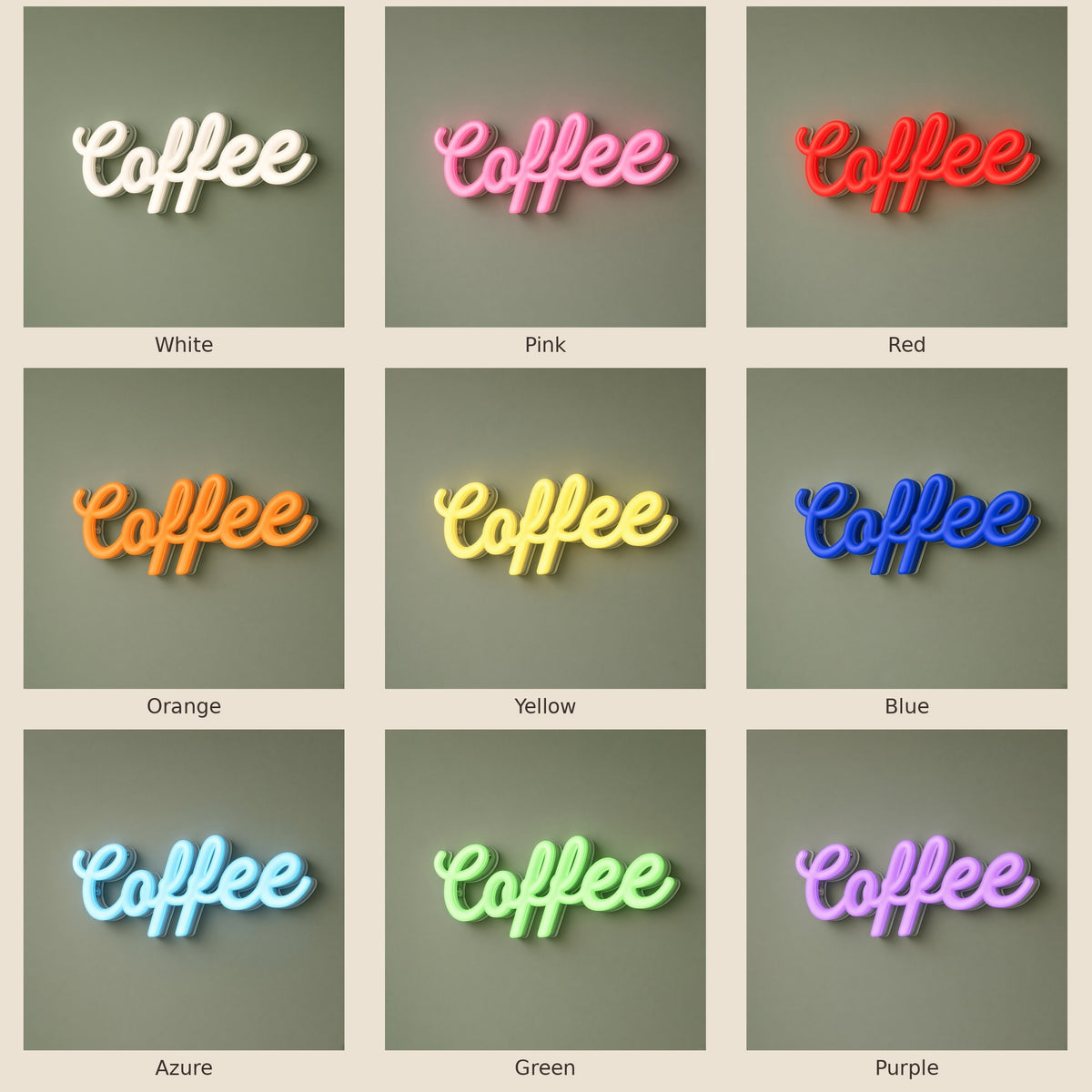 Coffee Office Decor LED Neon Sign - nine-color grid