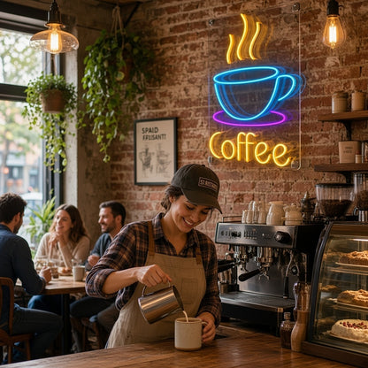 Coffee Remote Control LED Neon Sign - lifestyle view