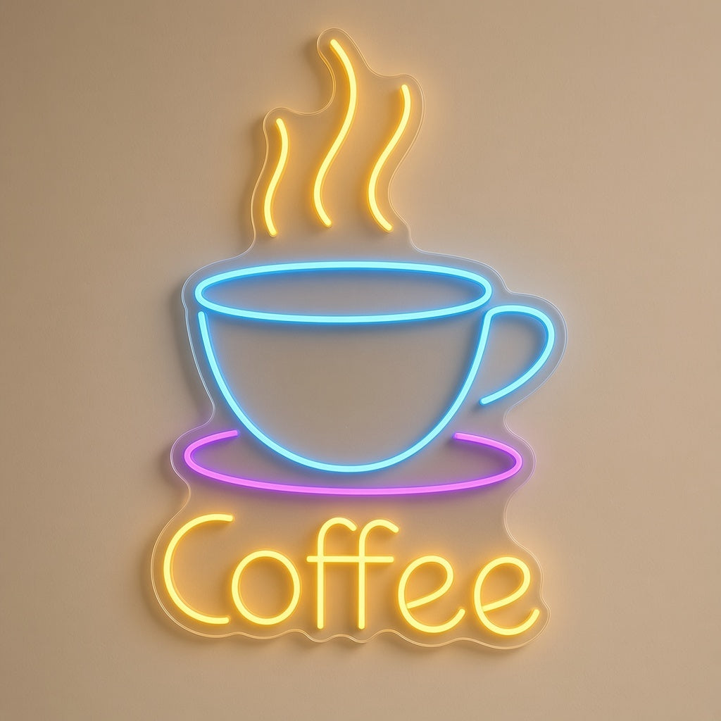 Coffee Remote Control LED Neon Sign - natural light view