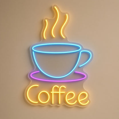 Coffee Remote Control LED Neon Sign - natural light view