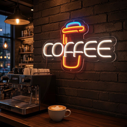 Coffee Takeaway Cafe Decor LED Neon Sign - advertising view