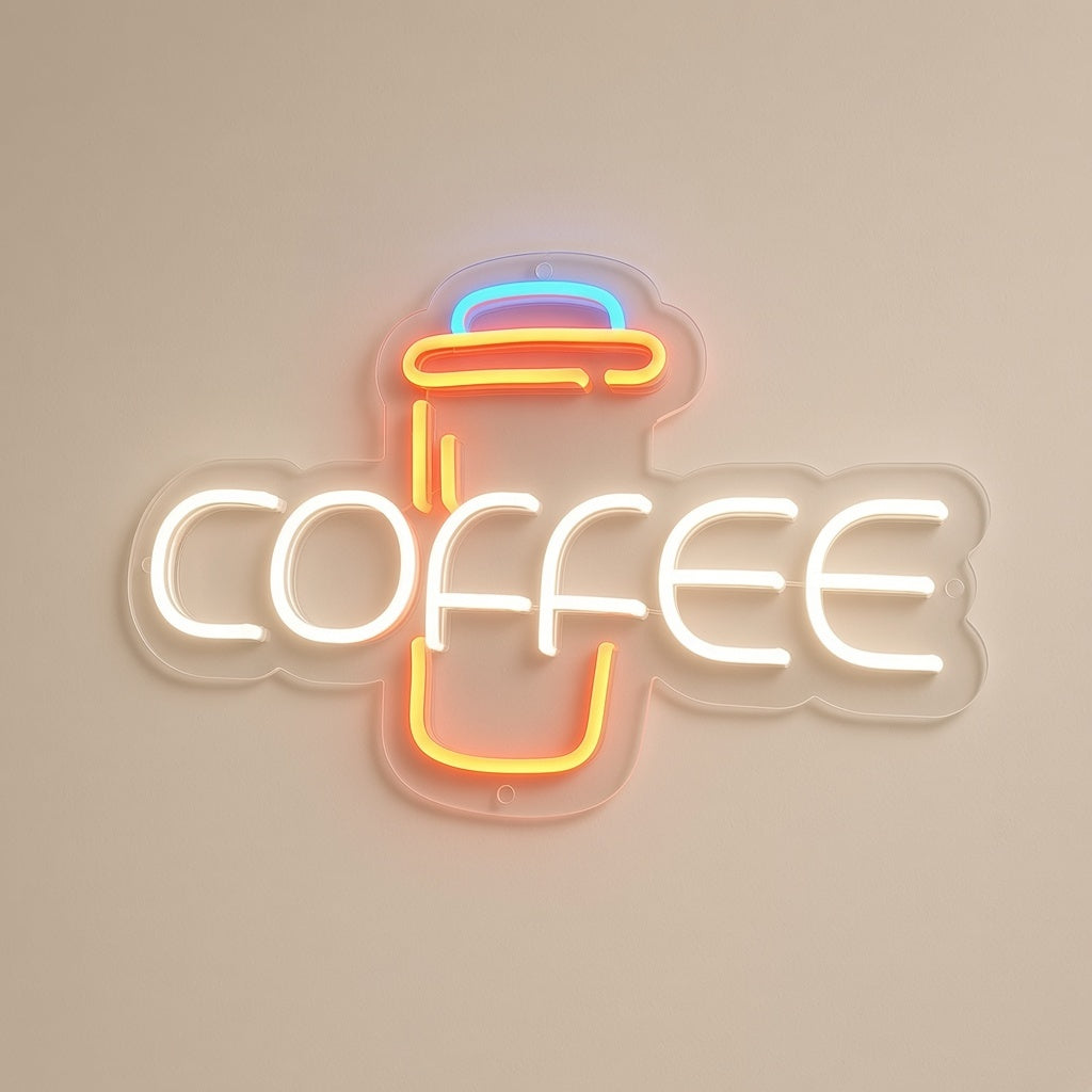 Coffee Takeaway Cafe Decor LED Neon Sign - natural light view