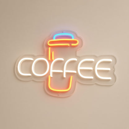 Coffee Takeaway Cafe Decor LED Neon Sign - natural light view