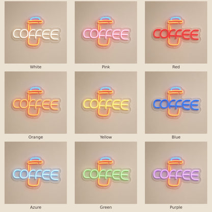 Coffee Takeaway Cafe Decor LED Neon Sign - nine-color grid
