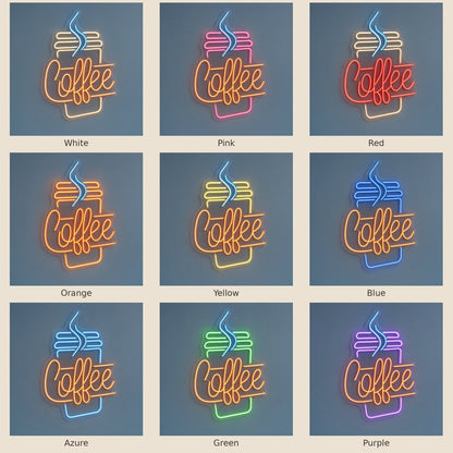 Coffee Wall Mount LED Neon Sign - nine-color grid