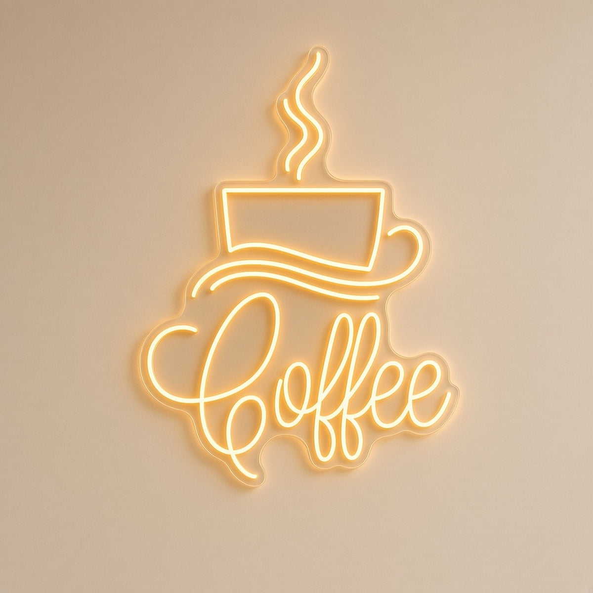 Coffee Cup with Saucer Swirl for Coffee Shop Bar LED Neon Sign - natural light view
