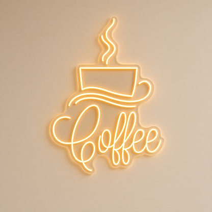 Coffee Cup with Saucer Swirl for Coffee Shop Bar LED Neon Sign - natural light view