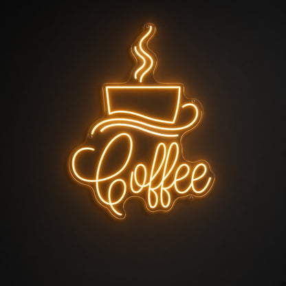 Coffee Golden Steaming Cup Saucer for Breakfast Nook LED Neon Sign - product hero