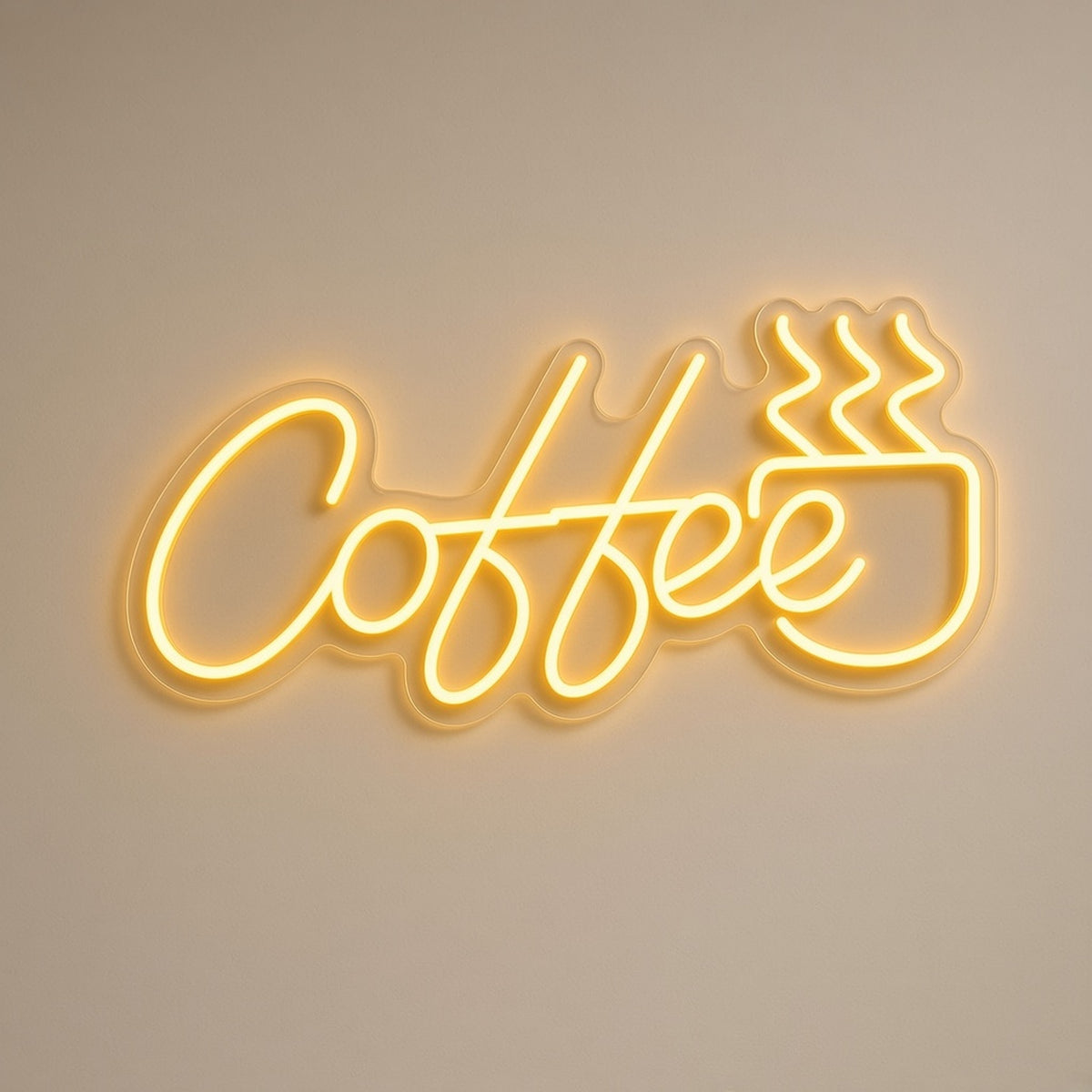 Coffee Golden Steaming Mug with Remote for Kitchen LED Neon Sign - natural light view