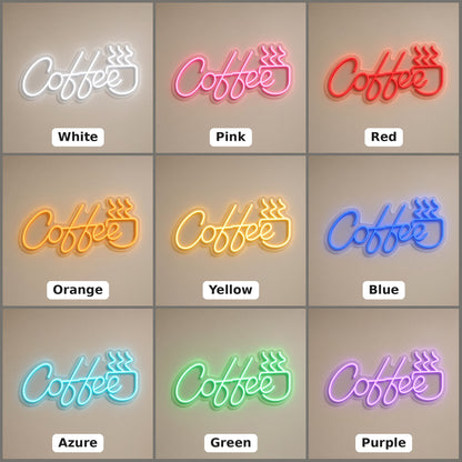 Coffee Golden Steaming Mug with Remote for Kitchen LED Neon Sign - nine-color grid