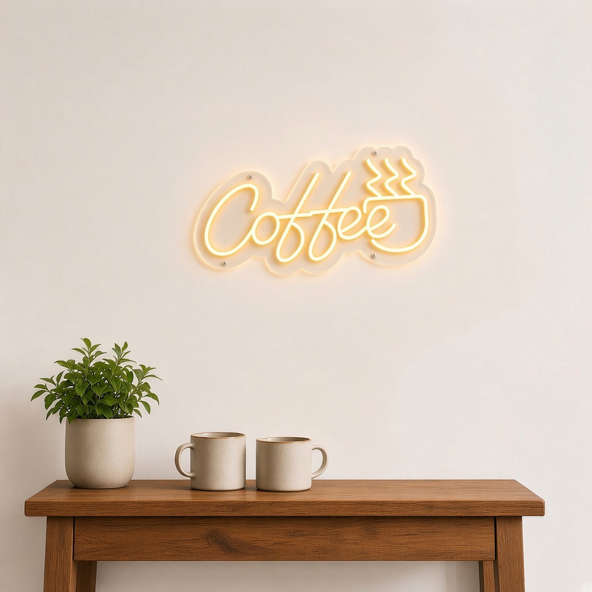 Coffee Golden with Steaming Cup for Kitchen Nook LED Neon Sign - lifestyle view