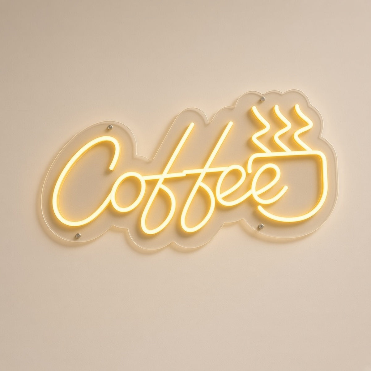 Coffee Golden with Steaming Cup for Kitchen Nook LED Neon Sign - natural light view