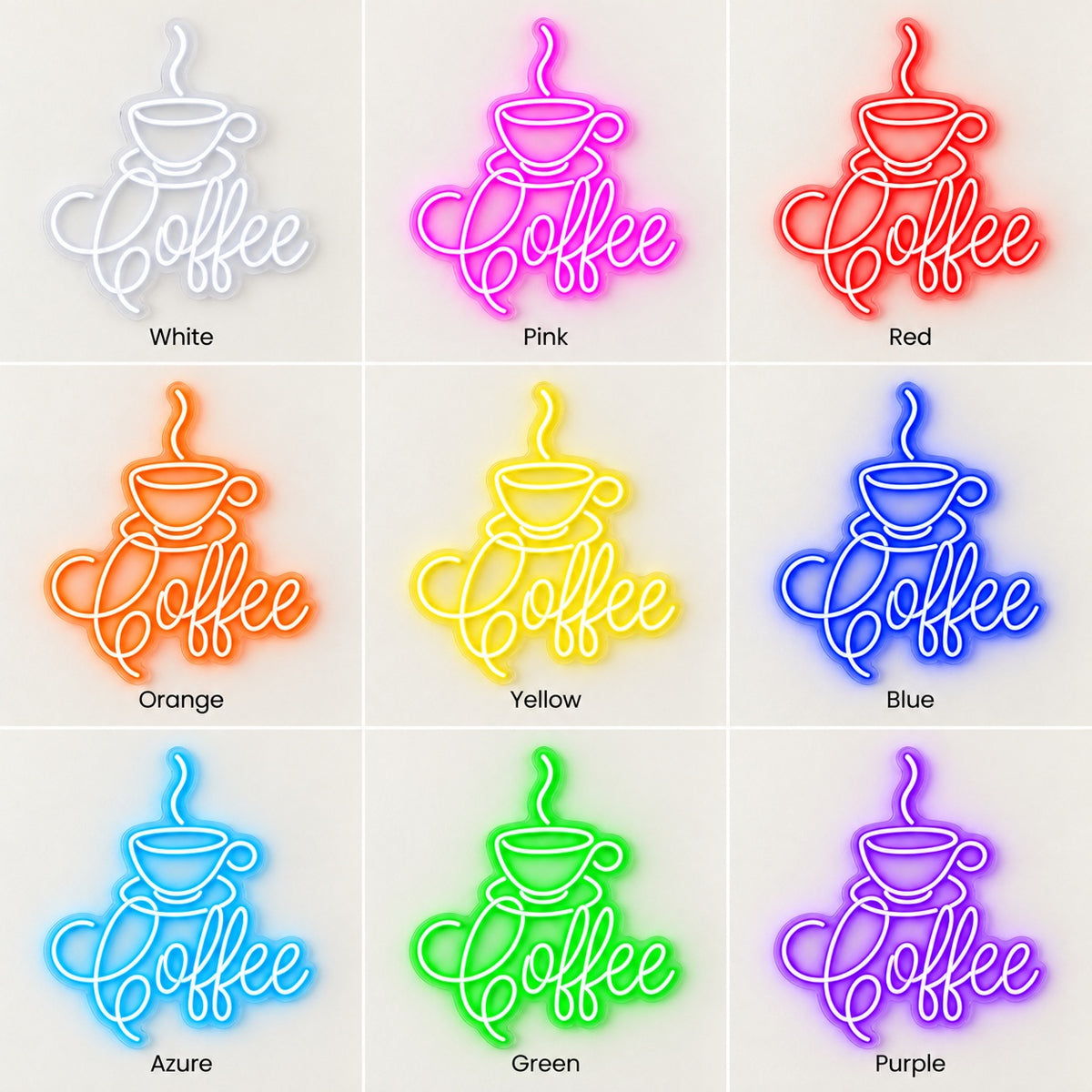 Coffee LED Neon Sign - nine-color grid