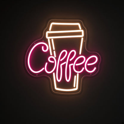 Coffee Hot Takeaway Cup Light for Espresso Bar Wall LED Neon Sign - product hero