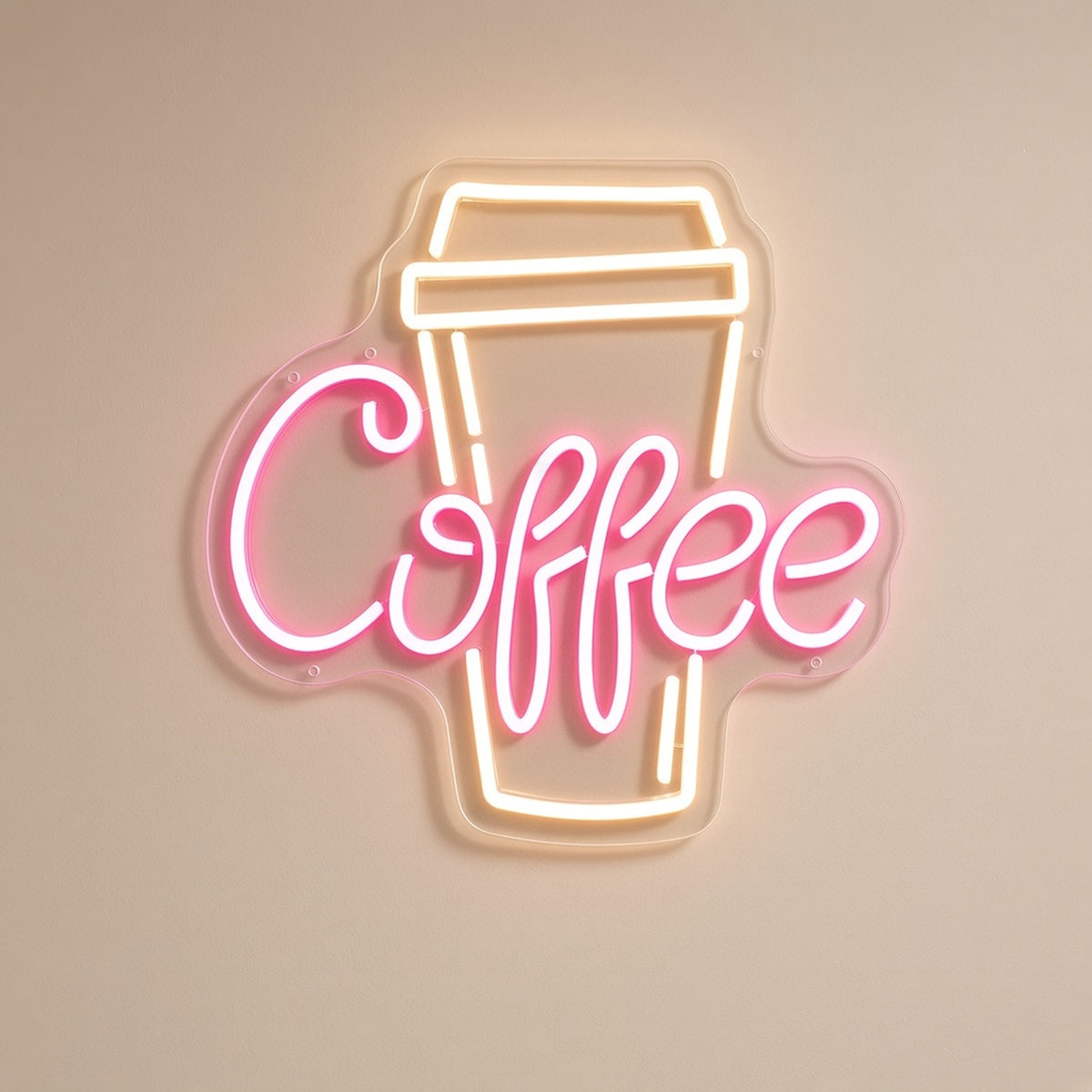 Coffee Hot Takeaway Cup Light for Espresso Bar Wall LED Neon Sign - natural light view