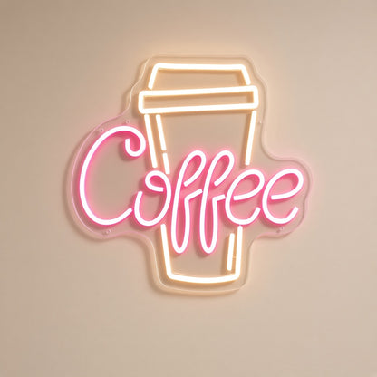 Coffee Hot Takeaway Cup Light for Espresso Bar Wall LED Neon Sign - natural light view