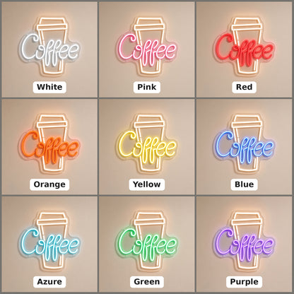 Coffee Hot Takeaway Cup Light for Espresso Bar Wall LED Neon Sign - nine-color grid