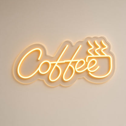 Coffee with Mug for Cafe Kitchen Wall LED Neon Sign - natural light view