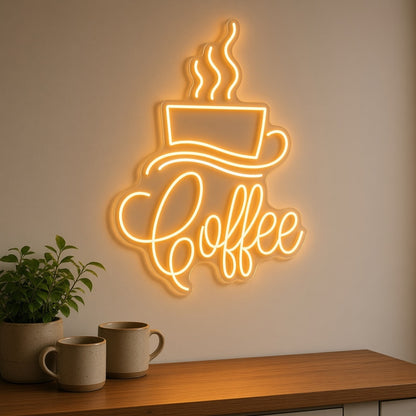 Coffee Steaming Cup Swirl for Coffee Shop Wall LED Neon Sign - lifestyle view