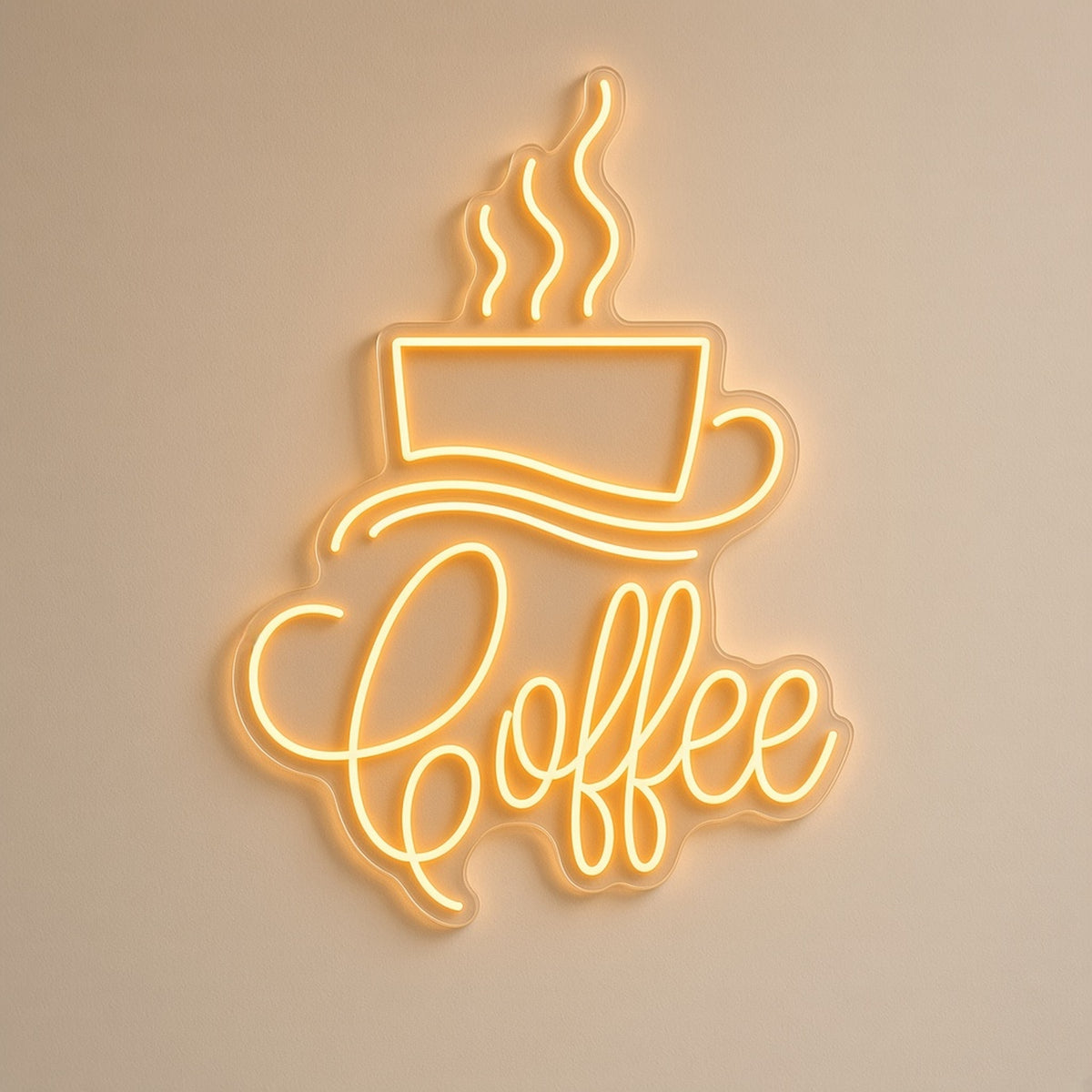 Coffee Steaming Cup Swirl for Coffee Shop Wall LED Neon Sign - natural light view