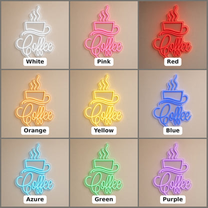 Coffee Steaming Cup Swirl for Coffee Shop Wall LED Neon Sign - nine-color grid