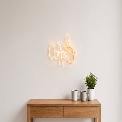 Coffee Steaming Mug for Kitchen Cafe LED Neon Sign - lifestyle view
