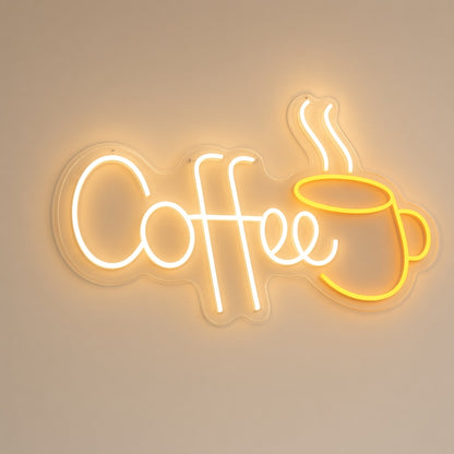 Coffee Steaming Mug for Kitchen Cafe LED Neon Sign - natural light view