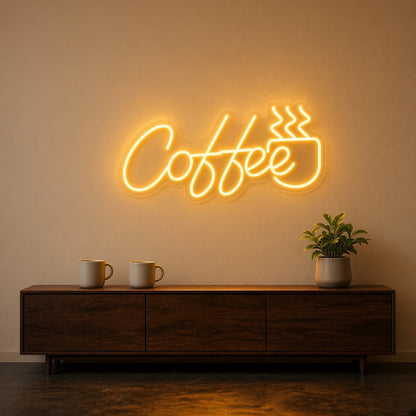 Coffee Steaming Mug for Coffee Bar Kitchen Wall LED Neon Sign - lifestyle view
