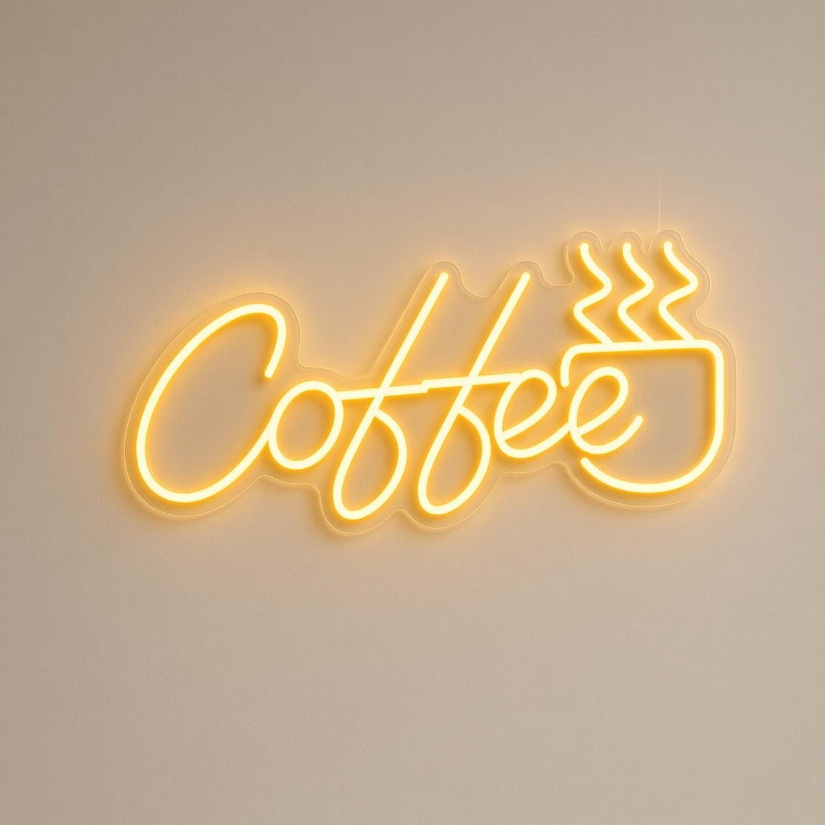 Coffee Steaming Mug for Coffee Bar Kitchen Wall LED Neon Sign - natural light view