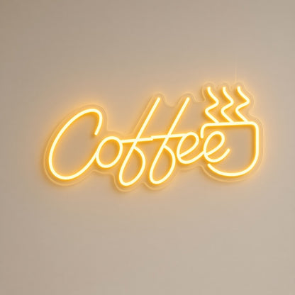 Coffee Steaming Mug for Coffee Bar Kitchen Wall LED Neon Sign - natural light view