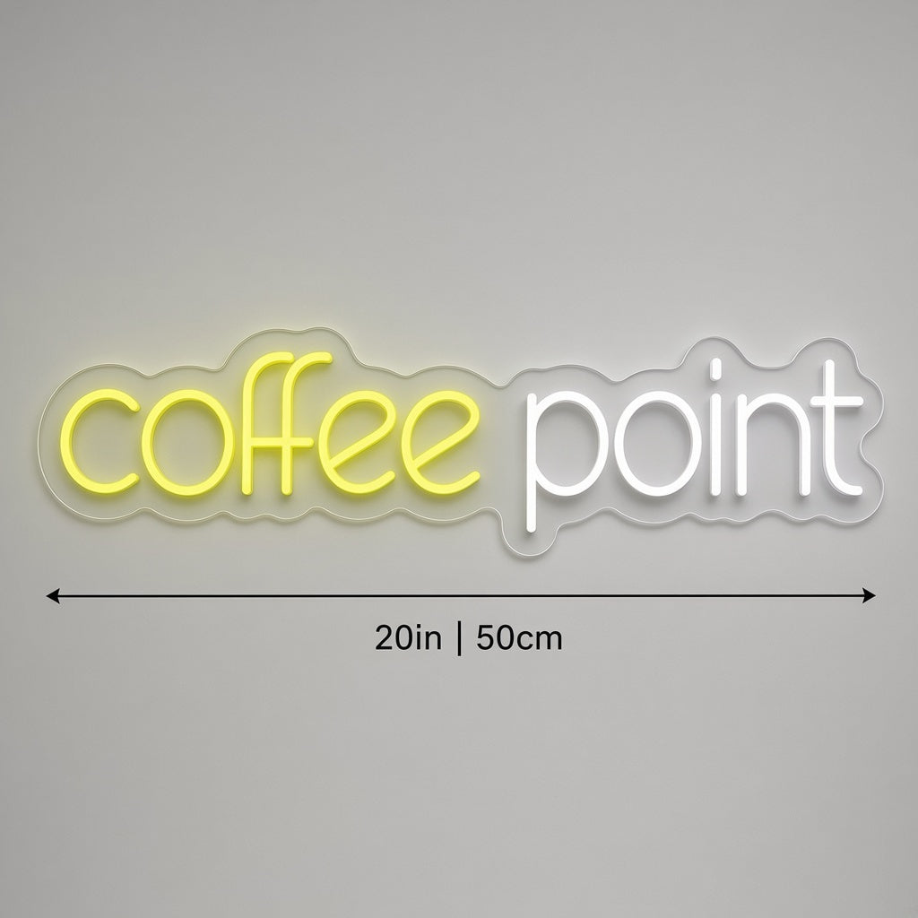 Coffee Point LED Neon Sign - size guide