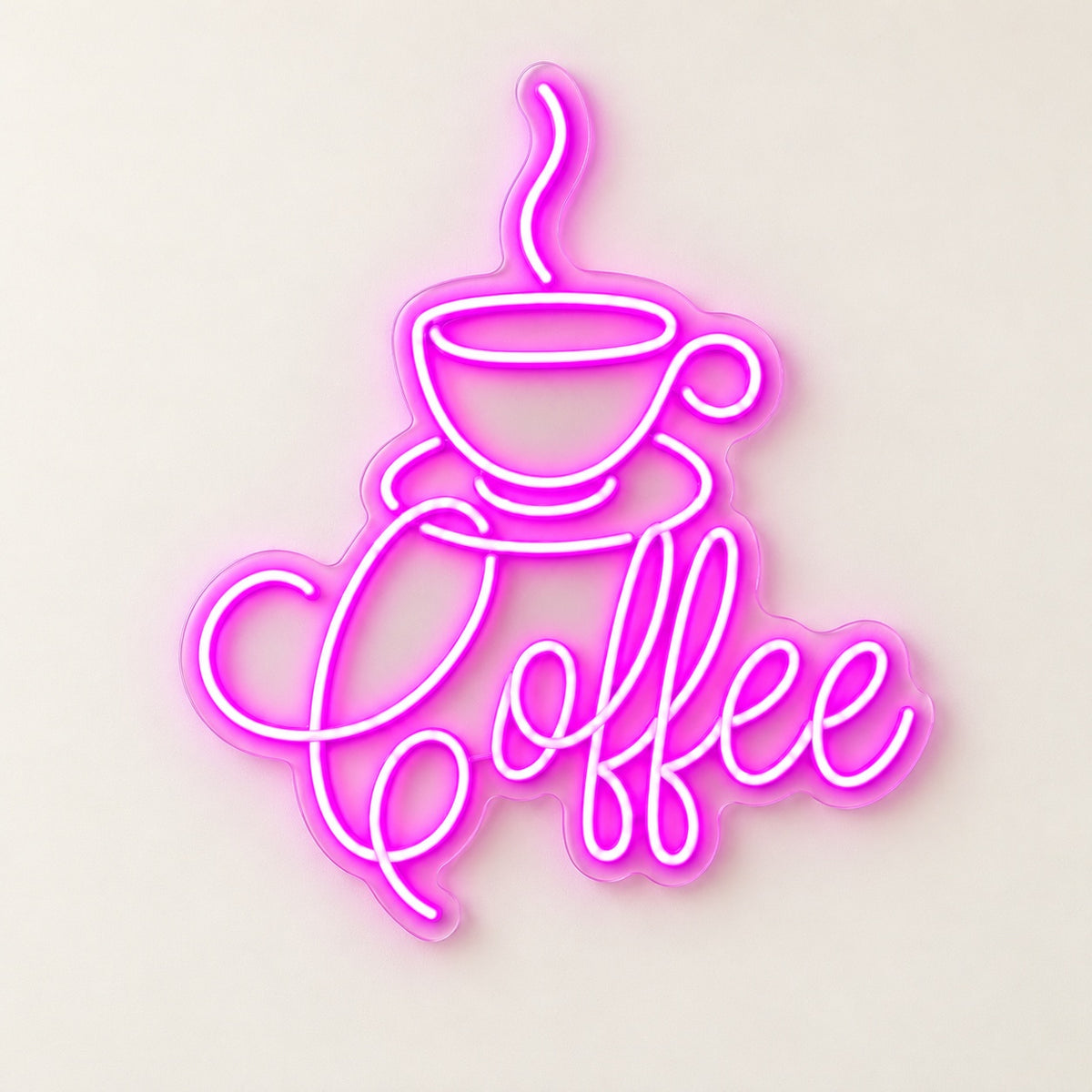Coffee Steaming Cup LED Neon Sign - natural light view