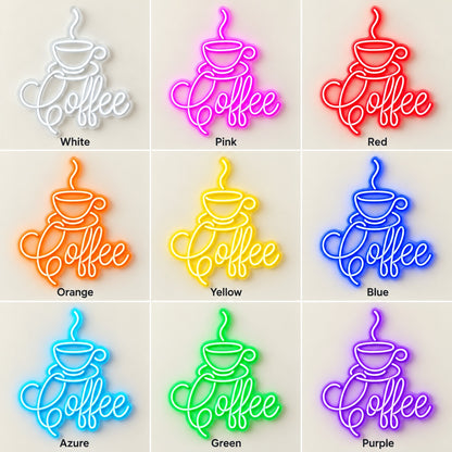 Coffee Steaming Cup LED Neon Sign - nine-color grid
