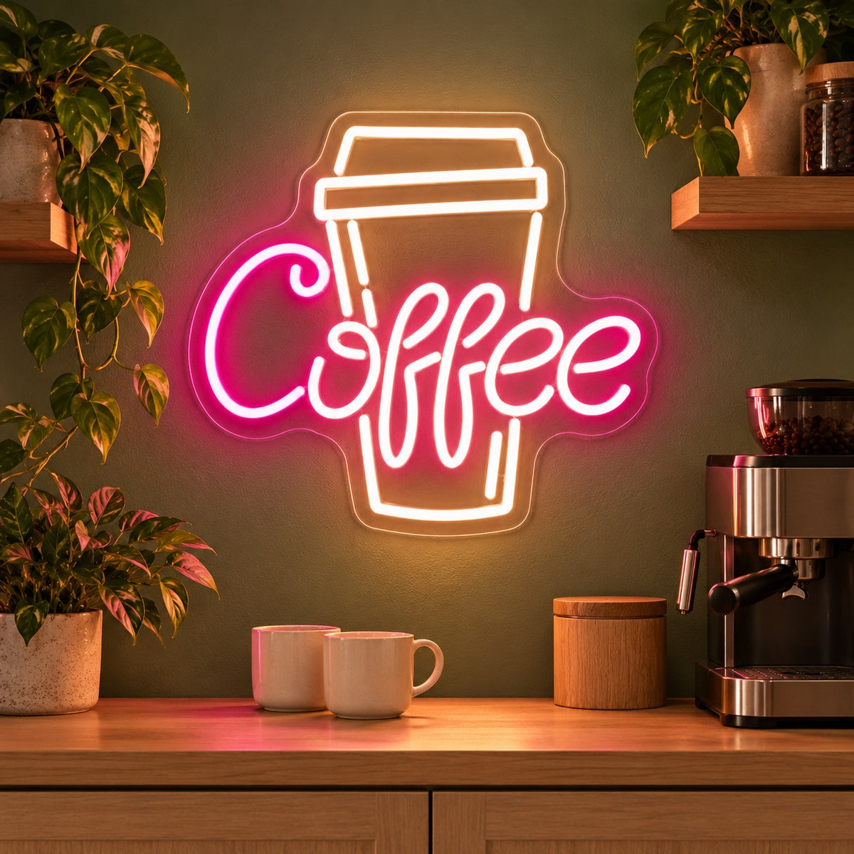 Coffee Takeaway Cup LED Neon Sign - advertising view