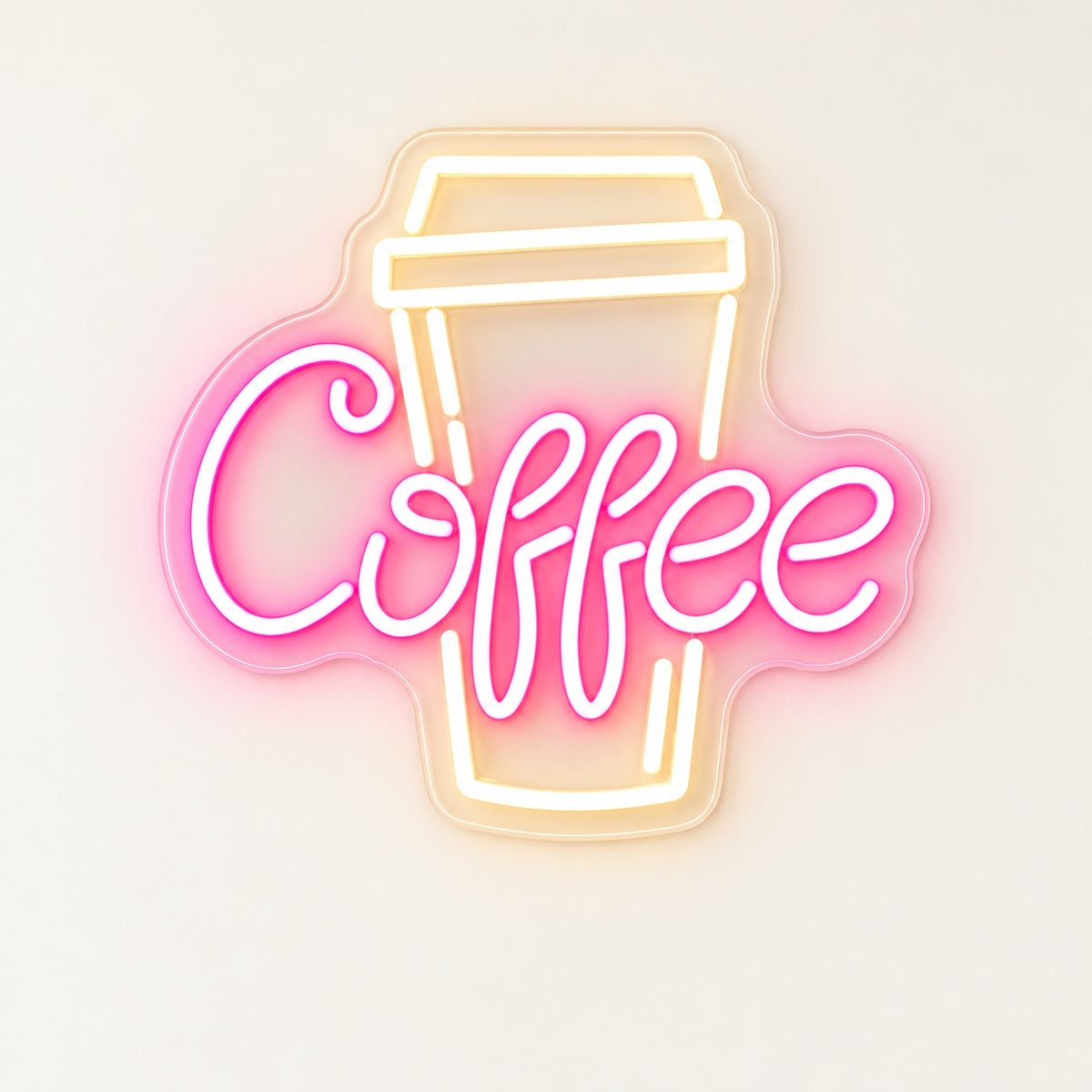 Coffee Takeaway Cup LED Neon Sign - natural light view