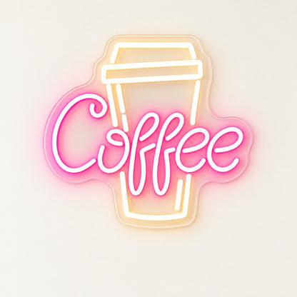Coffee Takeaway Cup LED Neon Sign - natural light view