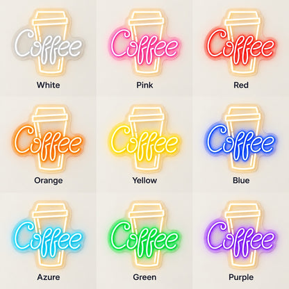 Coffee Takeaway Cup LED Neon Sign - nine-color grid