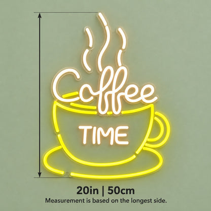 Coffee Time LED Neon Sign - size guide