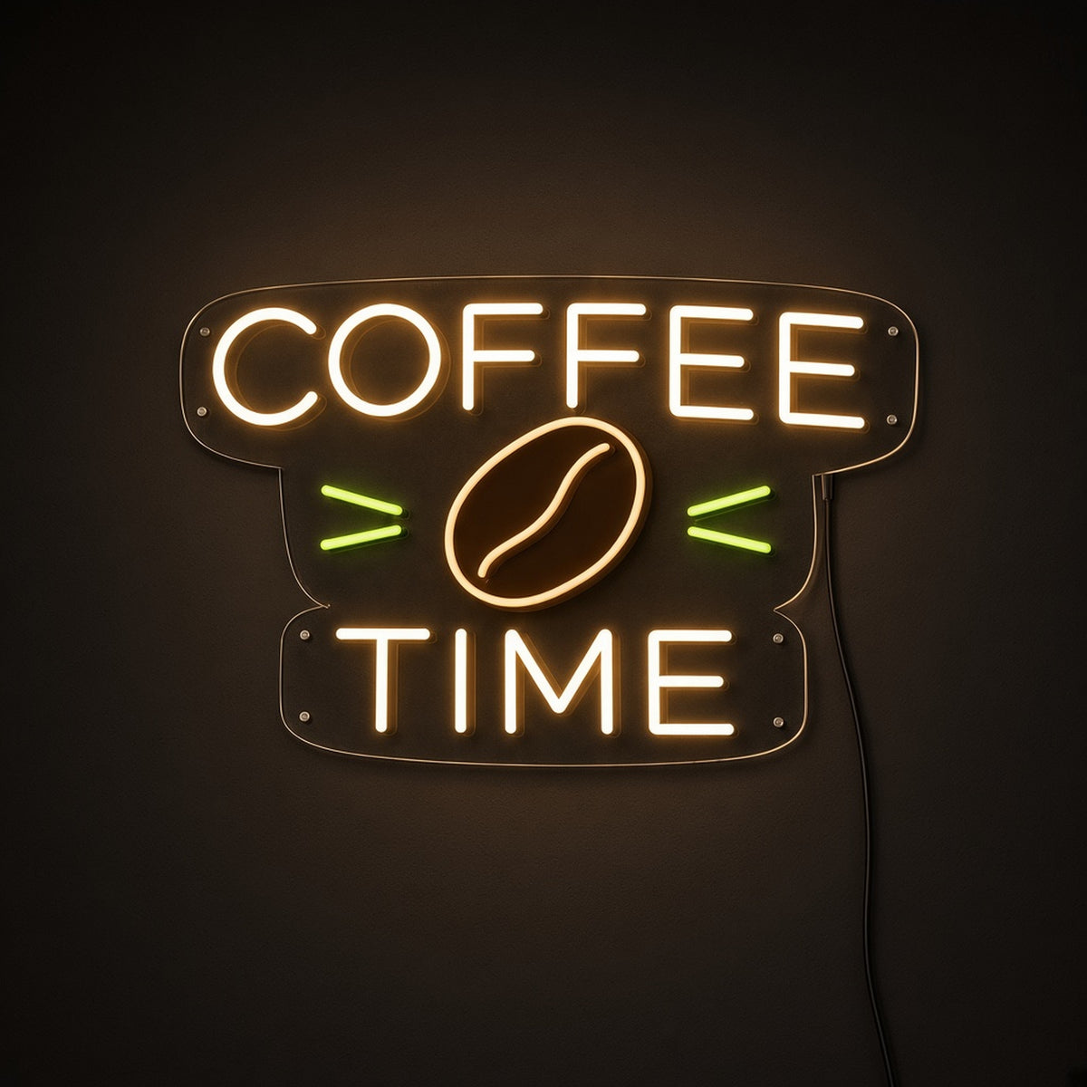Coffee Time Brown Coffee Bean Letters for Cafe Kitchen LED Neon Sign - product hero
