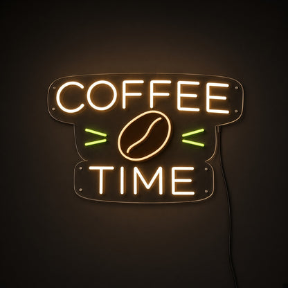 Coffee Time Brown Coffee Bean Letters for Cafe Kitchen LED Neon Sign - product hero