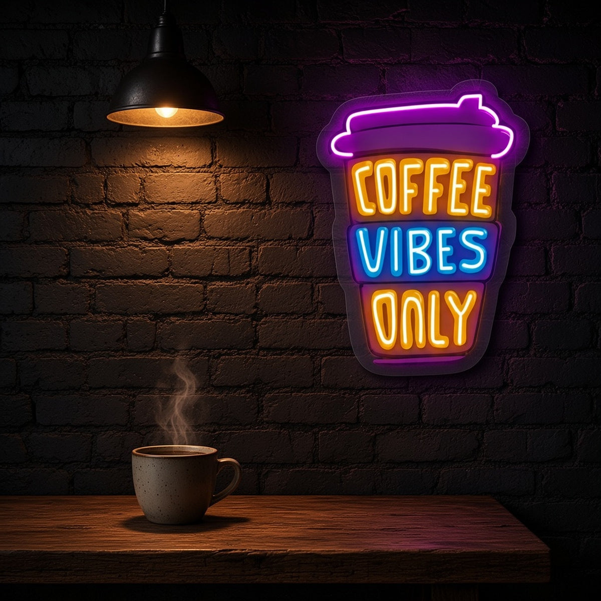 Coffee Vibes Only LED Neon Sign - advertising view