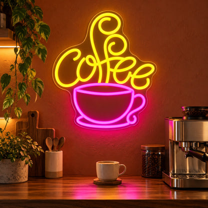 Coffee Cup LED Neon Sign - advertising view
