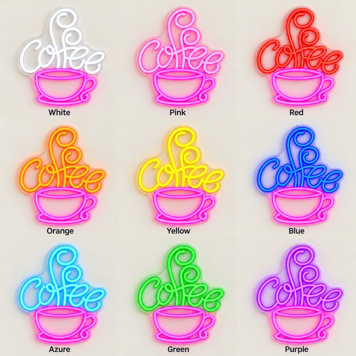 Coffee Cup LED Neon Sign - nine-color grid